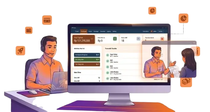 Dashboard aplikasi administrasi keuangan sekolah Ficool untuk pembayaran SPP dan laporan keuangan