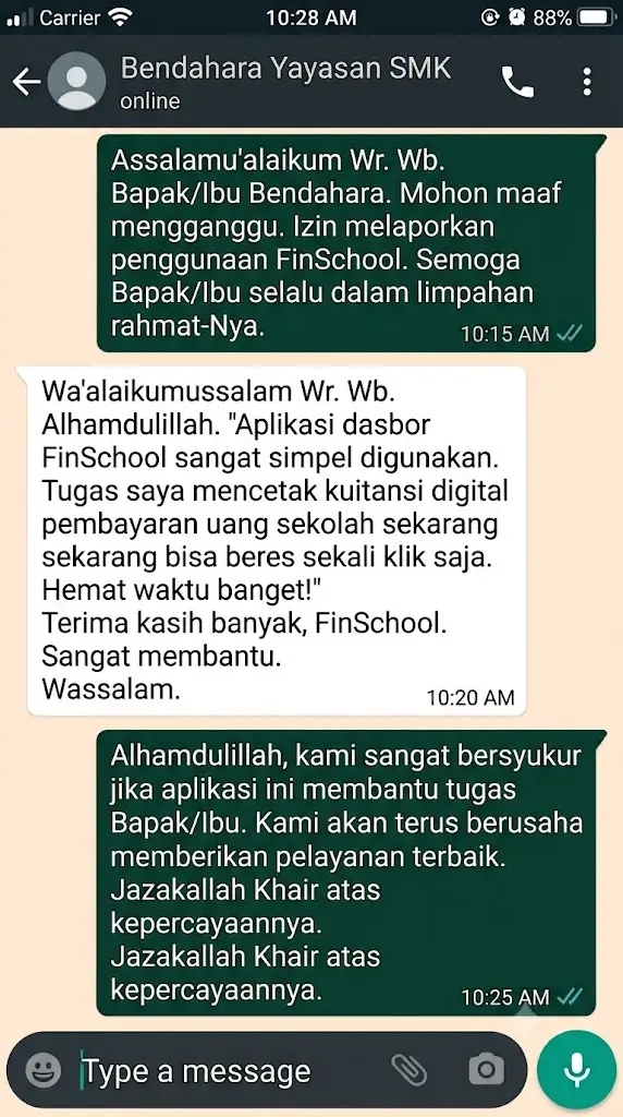 Bukti chat rekap otomatis keuangan sekolah bendahara yayasan - Ficool ficool.id
